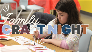 Family Craft Night featuring child painting welcome mat